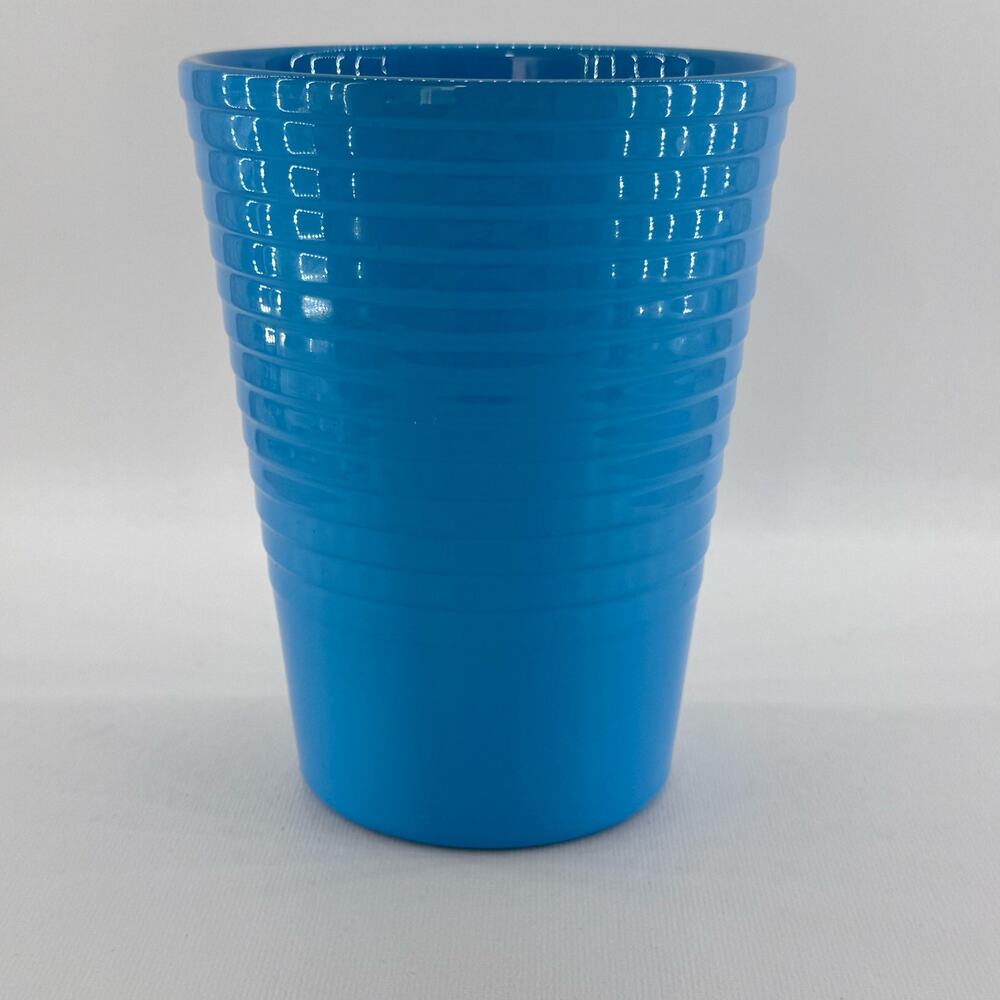 Van Krimpen Light Blue Ceramic Planter Vase Ribbed 6 1/2" Made in Germany'